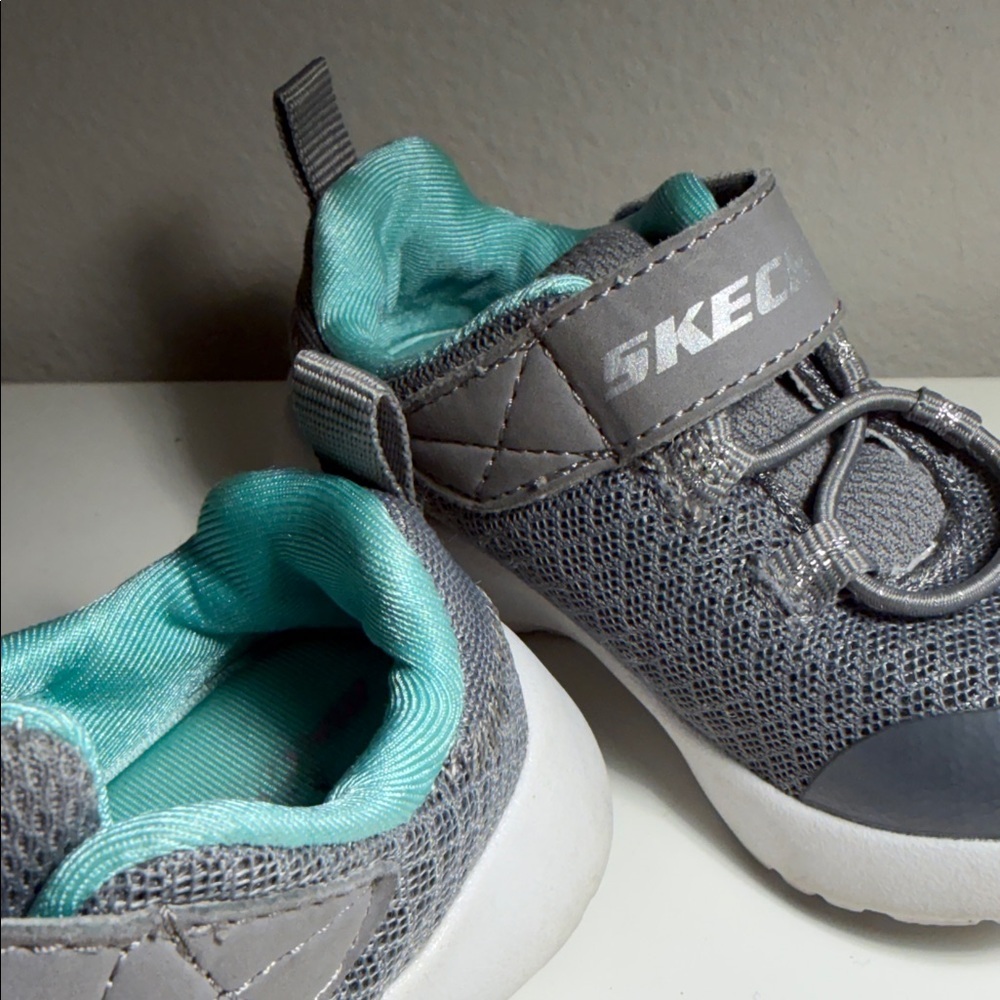 Skechers Kids' Gray and Teal Sneakers - Picture 3 of 10